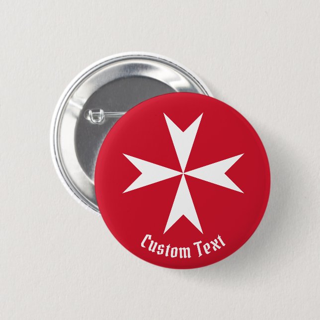 Badge Rond 5 Cm Symbole de la Croix de Malte (Devant & derrière)