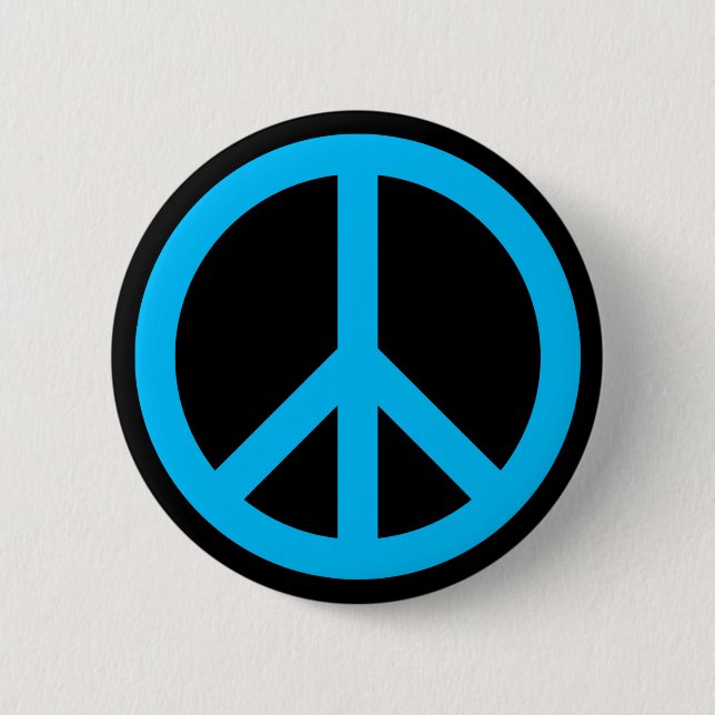 Badge Rond 5 Cm Symbole de la paix bleu ciel (Devant)