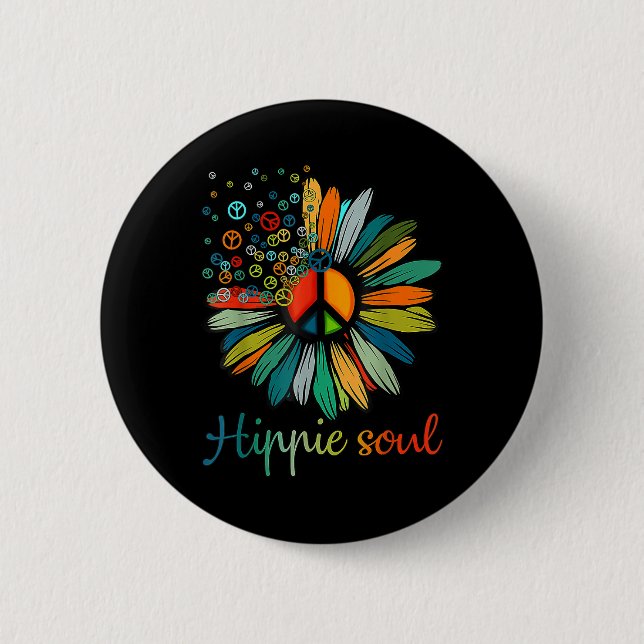 Badge Rond 5 Cm SYMBOLE DE LA PAIX DE Daisy Hippie Soul AMATEURS D (Devant)