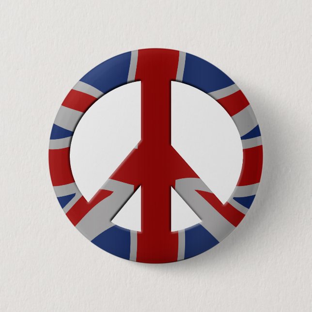 Badge Rond 5 Cm Symbole de la paix et Union Jack (Devant)