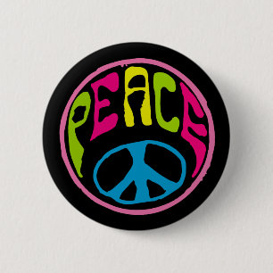 Badge Rond 5 Cm SYMBOLE DE LA PAIX Hippie
