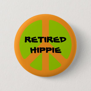 Badge Rond 5 Cm Symbole de la paix, Hippie retraité, bouton de ra