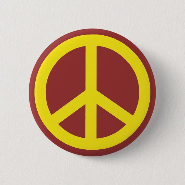 BADGE ROND 5 CM SYMBOLE DE LA PAIX JAUNE (Devant)