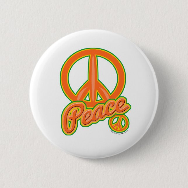 Badge Rond 5 Cm SYMBOLE DE LA PAIX ORANGE Sauvage (Devant)