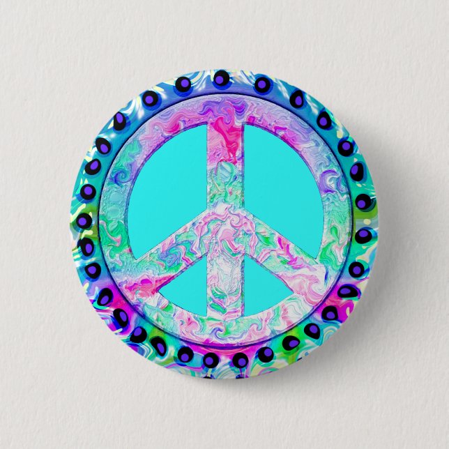 Badge Rond 5 Cm SYMBOLE DE LA PAIX PsychÉLIQUE Abstrait (Devant)