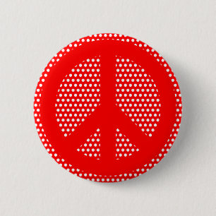 Badge Rond 5 Cm Symbole de la Paix Rouge et Blanc