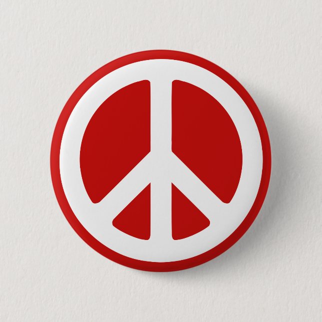 Badge Rond 5 Cm Symbole de la Paix Rouge et Blanc (Devant)