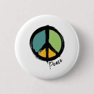 Badge Rond 5 Cm Symbole de la paix Sauver la terre dire non à la g