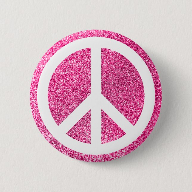 Badge Rond 5 Cm Symbole de la Parties scintillant rose et de la pa (Devant)