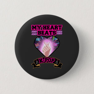 Badge Rond 5 Cm Symbole de musique à main pour KPop Heart Korea