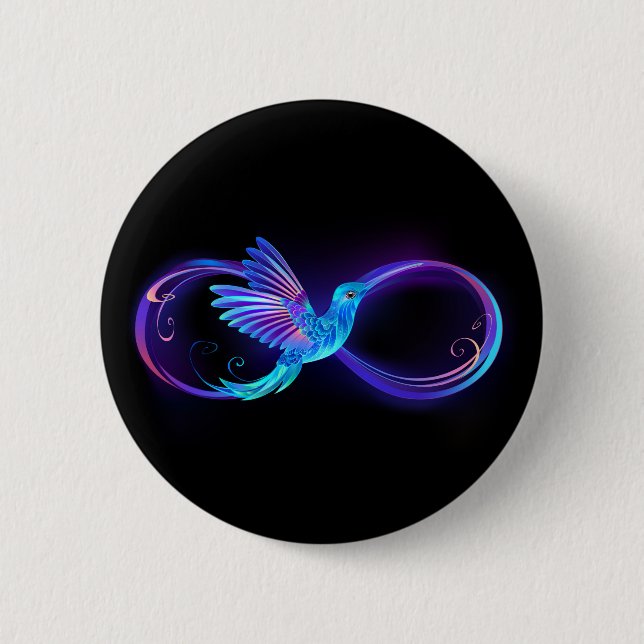Badge Rond 5 Cm Symbole de Neon Infinity par Glowing Hummingbird (Devant)