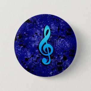 Badge Rond 5 Cm Symbole de note de musique bleue -