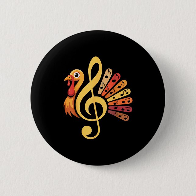 Badge Rond 5 Cm Symbole de note de musique Professeur de dinde d'a (Devant)