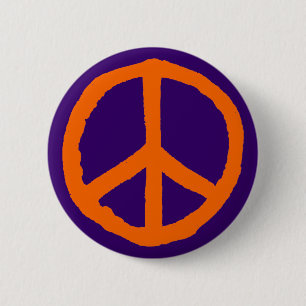 Badge Rond 5 Cm Symbole de paix approximatif - orange sur Deep