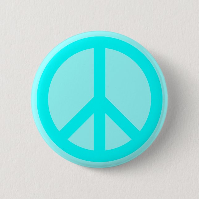 Badge Rond 5 Cm Symbole de paix Aqua (Devant)