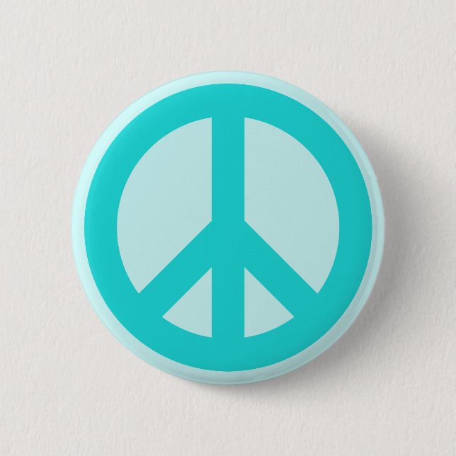 Badge Rond 5 Cm Symbole de paix Aqua doux (Devant)