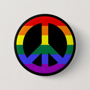 Badge Rond 5 Cm Symbole de paix arc-en-ciel