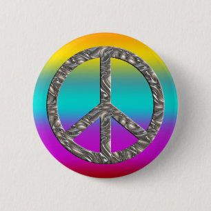 Badge Rond 5 Cm Symbole de PAIX - ARGENT
