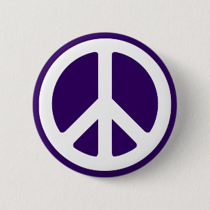 Badge Rond 5 Cm Symbole de paix blanc sur violet foncé