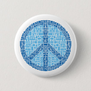 Badge Rond 5 Cm Symbole de paix (bleu)