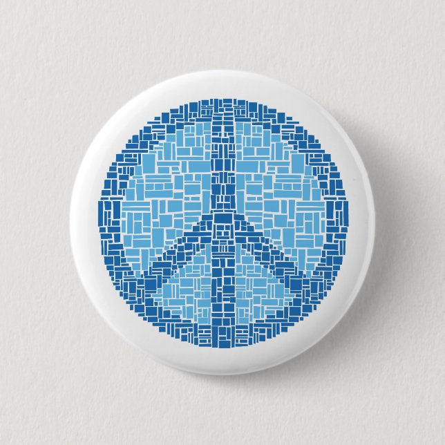 Badge Rond 5 Cm Symbole de paix (bleu) (Devant)