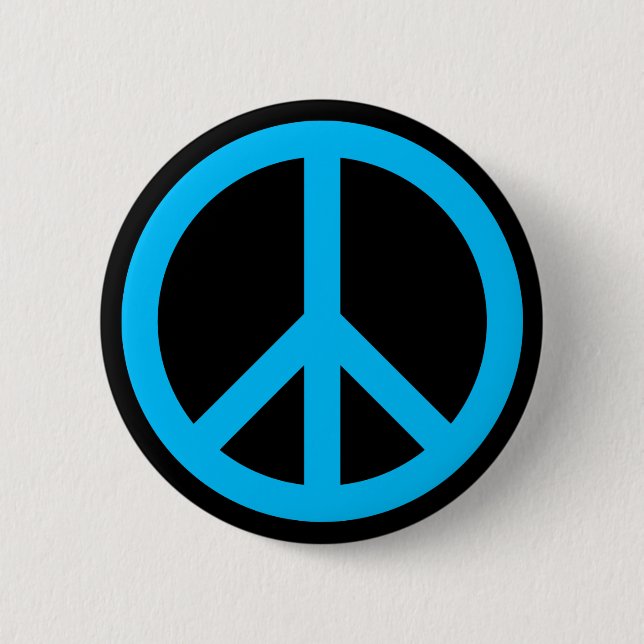 Badge Rond 5 Cm Symbole de Paix Bleu Ciel (Devant)