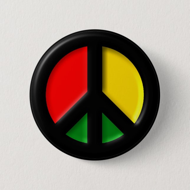 Badge Rond 5 Cm Symbole de paix CND de Rasta Ban (Devant)