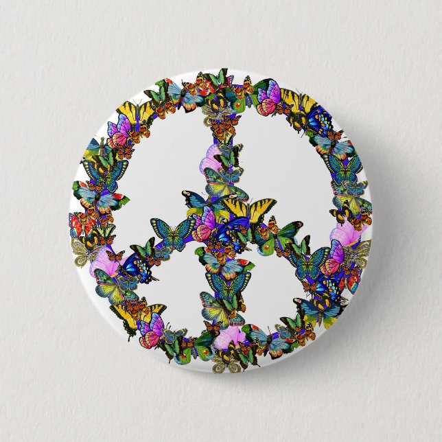 Badge Rond 5 Cm Symbole de paix de papillon (Devant)