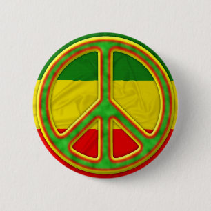 Badge Rond 5 Cm Symbole de paix de Rasta