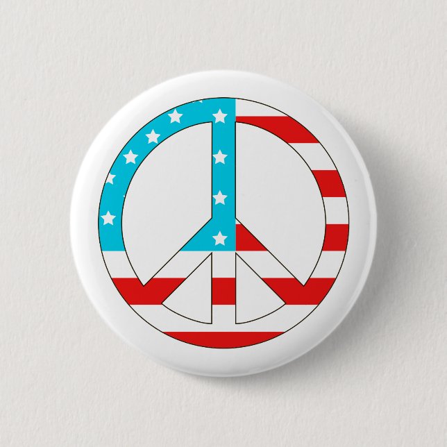 Badge Rond 5 Cm Symbole de paix du drapeau américain (Devant)