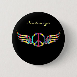 Badge Rond 5 Cm Symbole de paix hippie ailé Thunder_Cove