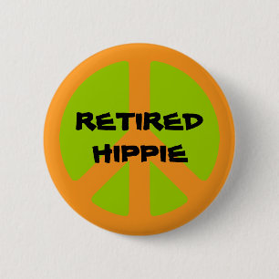 Badge Rond 5 Cm Symbole de paix, Hippie retraitée, bouton de rappe