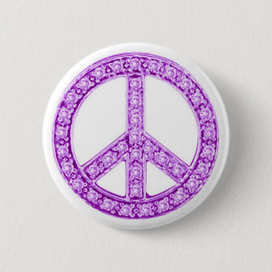 Badge Rond 5 Cm Symbole de paix Joyaux pourpres