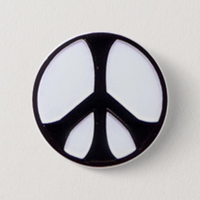Badge Rond 5 Cm Symbole de paix noir et blanc (Devant)
