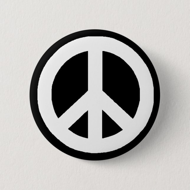 Badge Rond 5 Cm Symbole de paix noir et blanc (Devant)