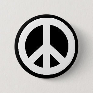 Badge Rond 5 Cm Symbole de paix noir et blanc