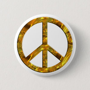 Badge Rond 5 Cm Symbole de PAIX - OR