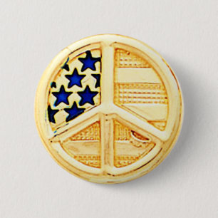 Badge Rond 5 Cm Symbole de paix or