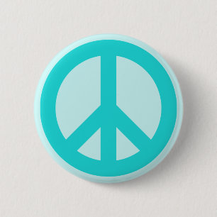 Badge Rond 5 Cm Symbole de paix Soft Aqua