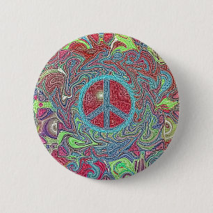 Badge Rond 5 Cm SYMBOLE DE PAIX Super DE TRIppY Psychedélique