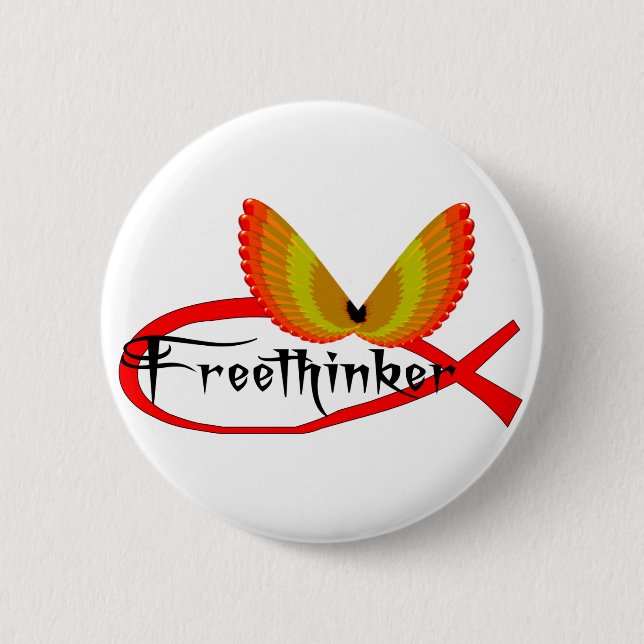 Badge Rond 5 Cm Symbole de poissons de Freethinking (Devant)