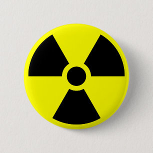 Badge Rond 5 Cm Symbole de Radiation Trefoil