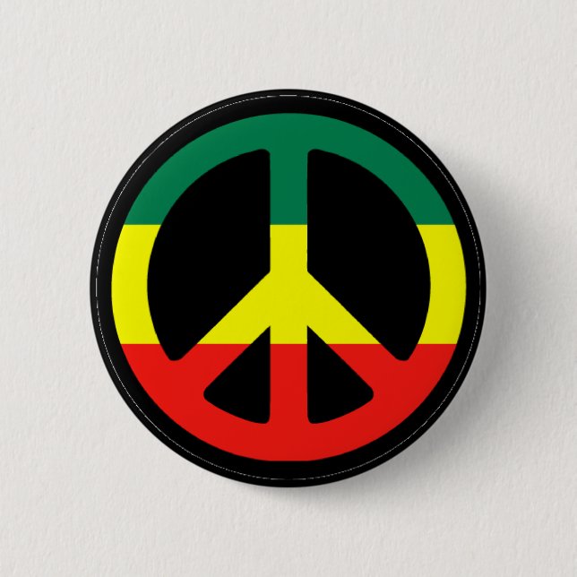 Badge Rond 5 Cm Symbole de Rasta Peace (Devant)