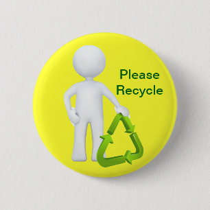 Badge Rond 5 Cm Symbole de recyclage vert et homme