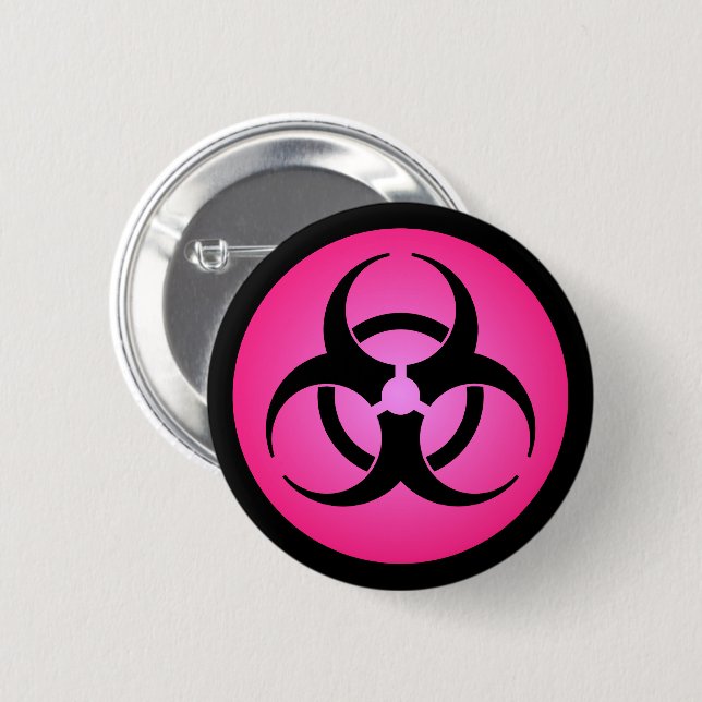 Badge Rond 5 Cm Symbole de risque biologique rose - Épingle (Devant & derrière)