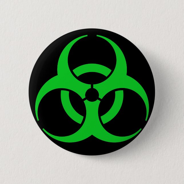 Badge Rond 5 Cm Symbole de risque biologique vert (Devant)