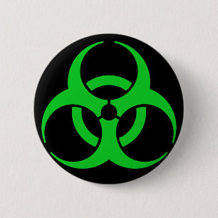 Badge Rond 5 Cm Symbole de risque biologique vert