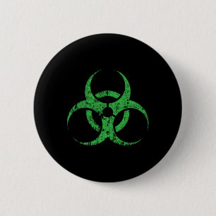 Badge Rond 5 Cm Symbole de risque biologique Vintage vert drôle Ha