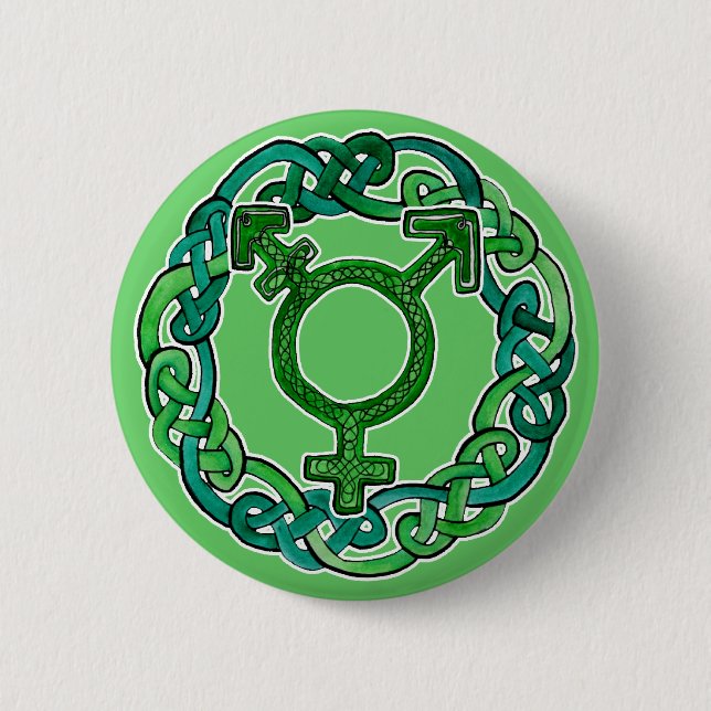 Badge Rond 5 Cm Symbole de transsexuel de Knotwork de Celtic (Devant)