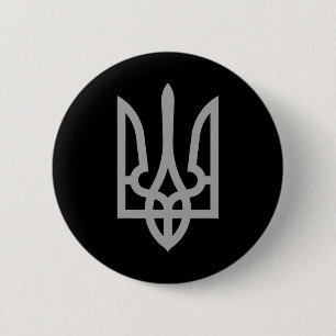 Badge Rond 5 Cm Symbole de trident Tryzub de l'Ukraine Crête Logo